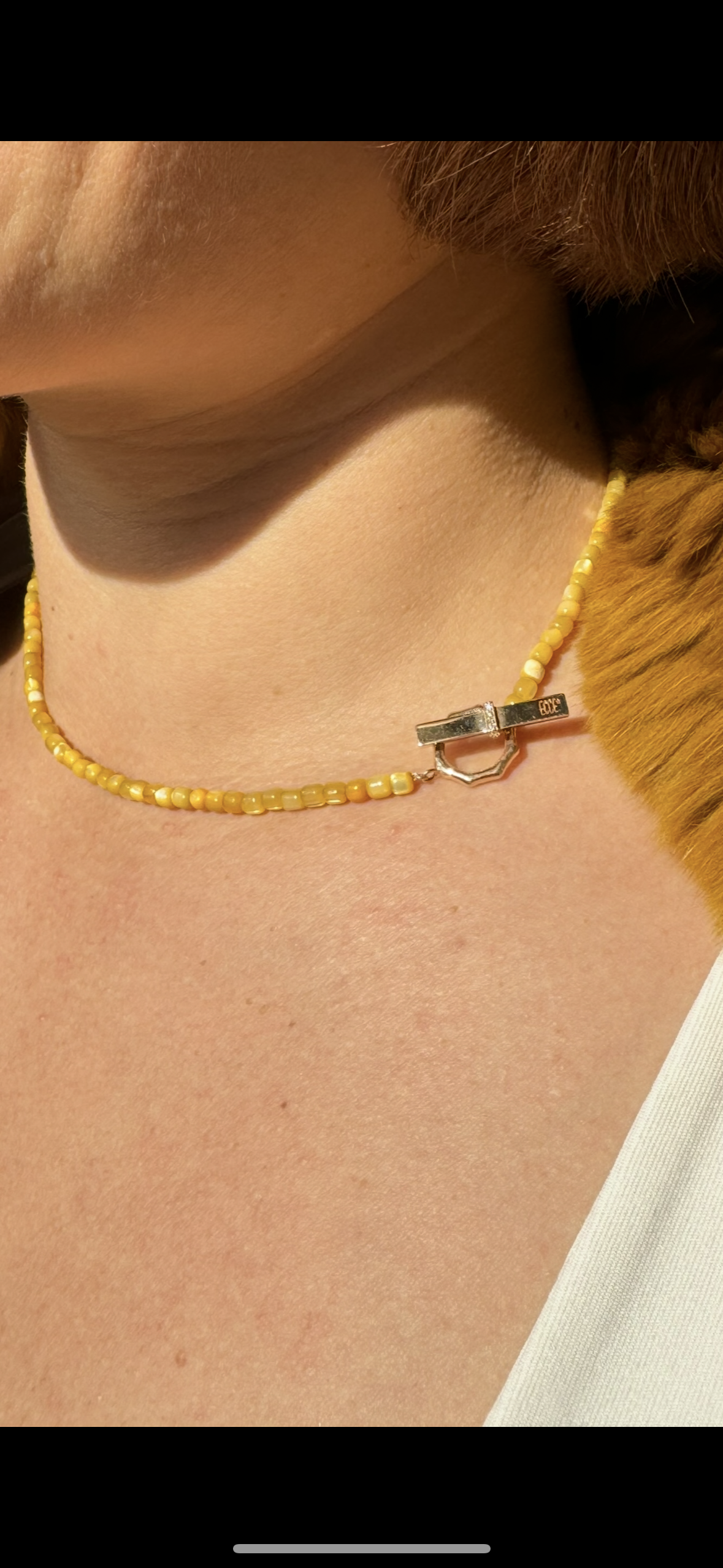 Colorful Pearl Bead ECCE Brand Bar Diamond Necklace - White