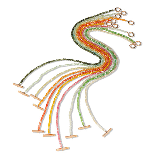 Colorful Pearl Bead ECCE Brand Bar Diamond Necklace - White